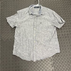 Nautica Blue and White Casual Button Down Shirt Short Sleeve